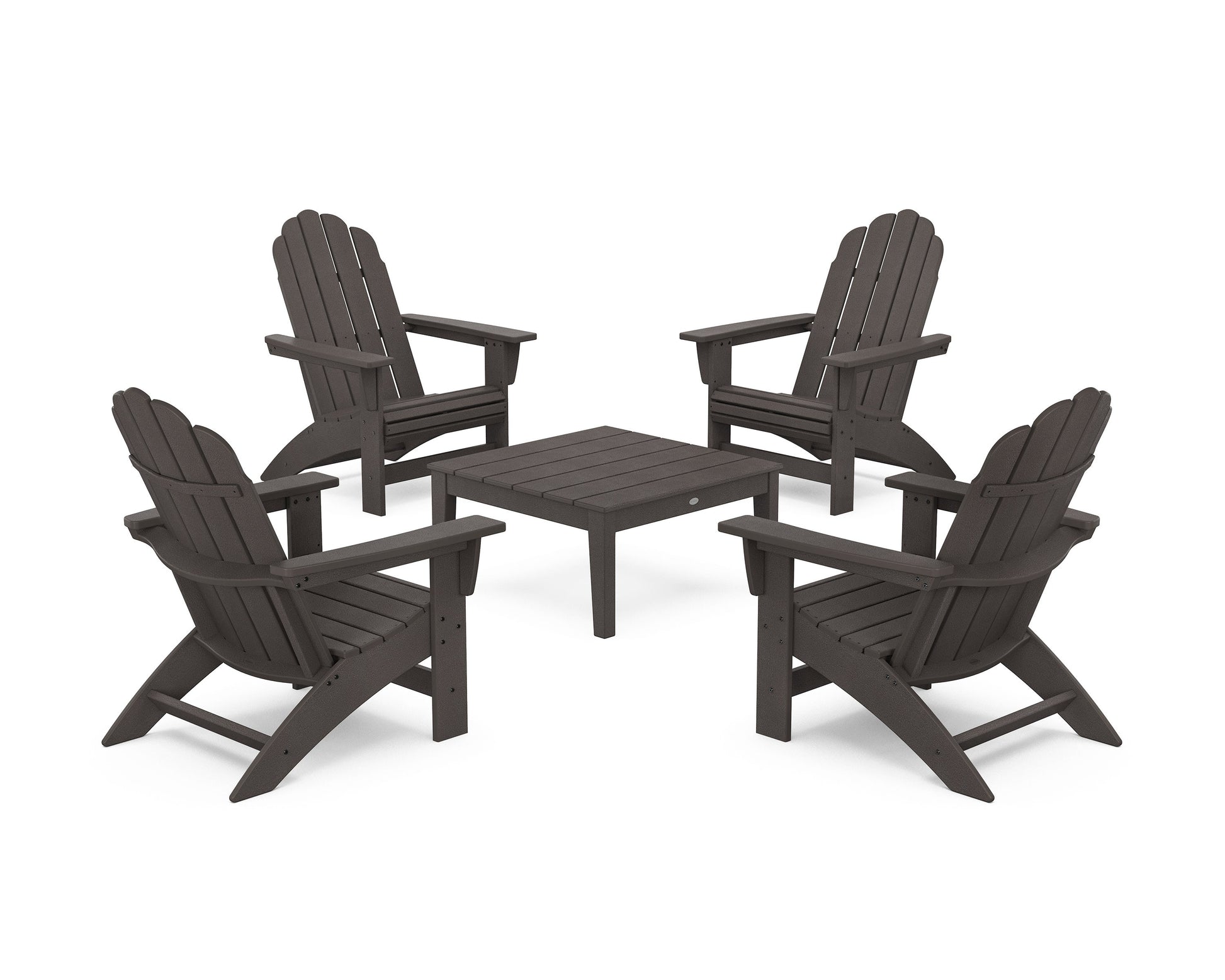 POLYWOOD 5-Piece Vineyard Grand Adirondack Chair Conversation Group — Vintage Coffee
