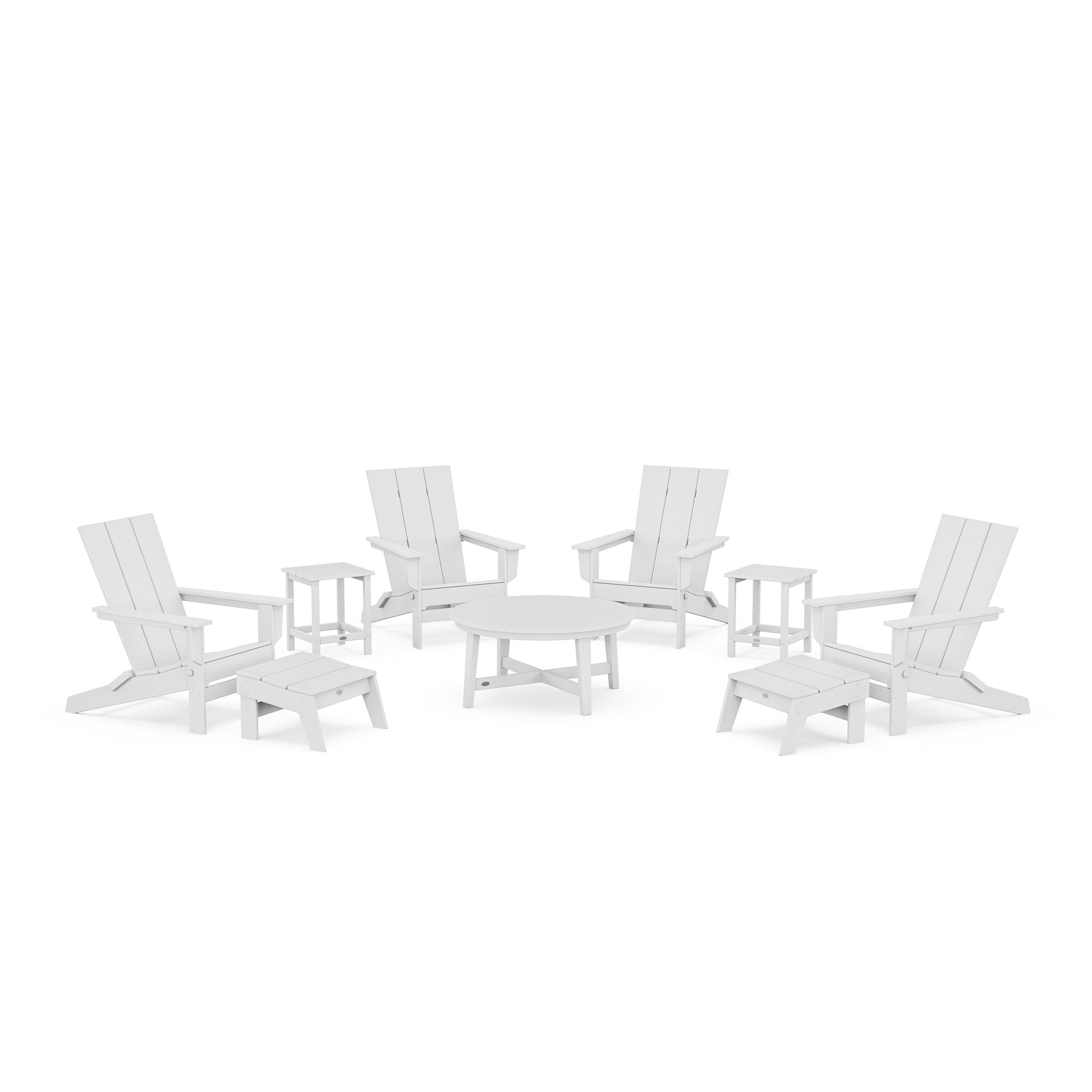 POLYWOOD Modern Studio Folding Adirondack 9-Piece Conversation Set — White