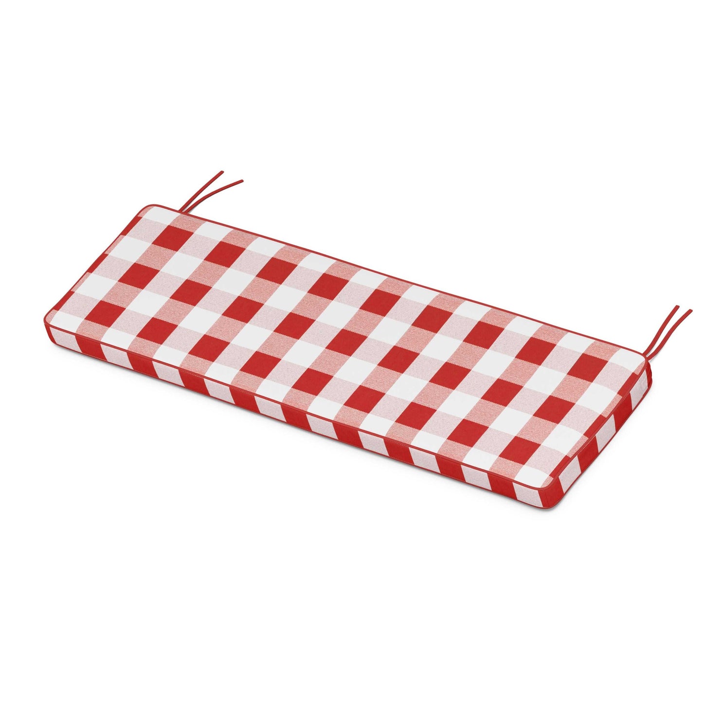 POLYWOOD Chinoiserie Bench Seat Cushion — Buffalo Plaid Crimson