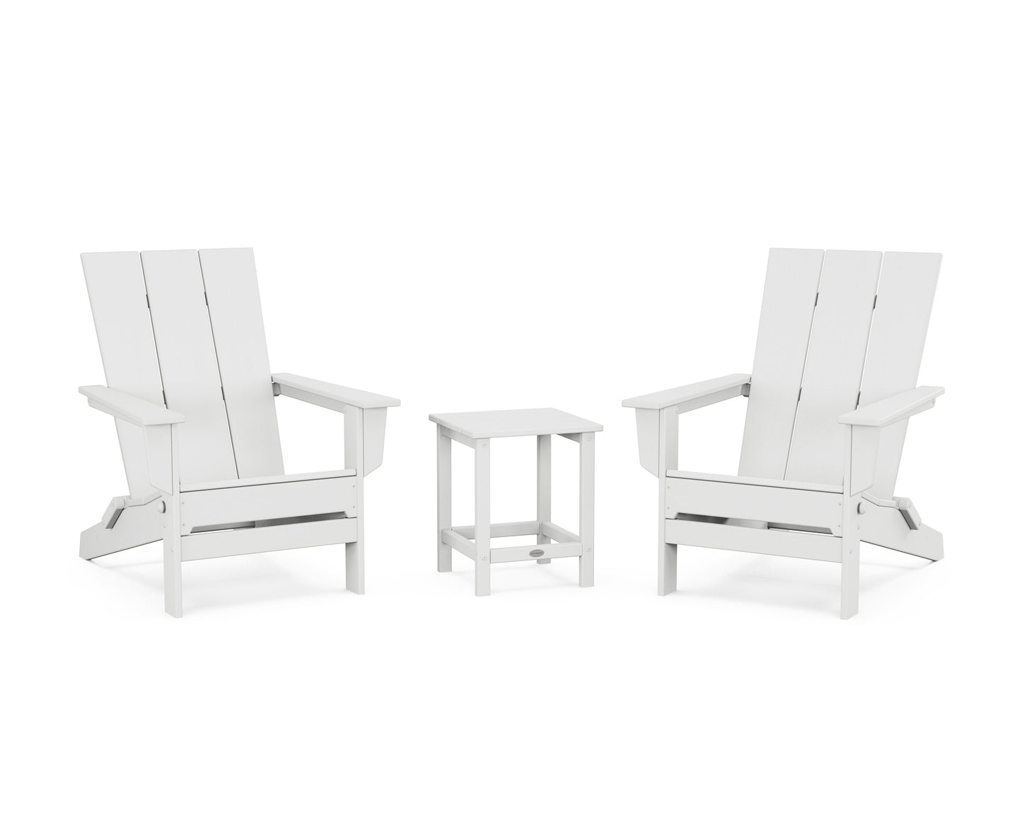 POLYWOOD 3-Piece Modern Studio Folding Adirondack Set — White