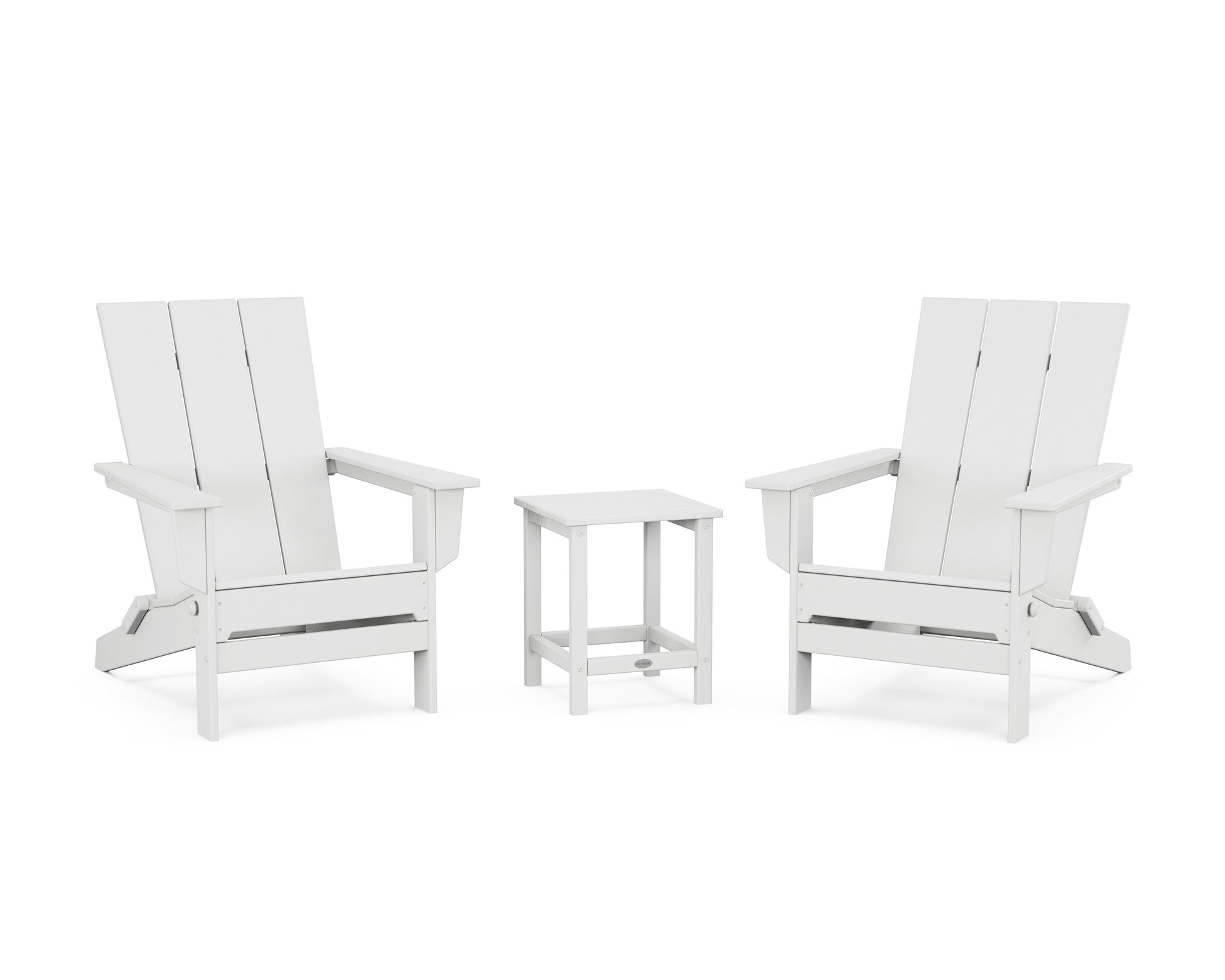 POLYWOOD 3-Piece Modern Studio Folding Adirondack Set — White