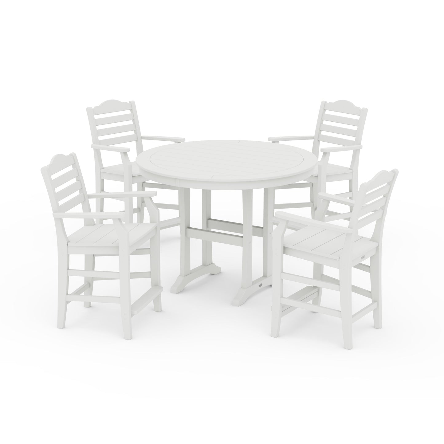 POLYWOOD Savannah 5-Piece Round Counter Set — Vintage White