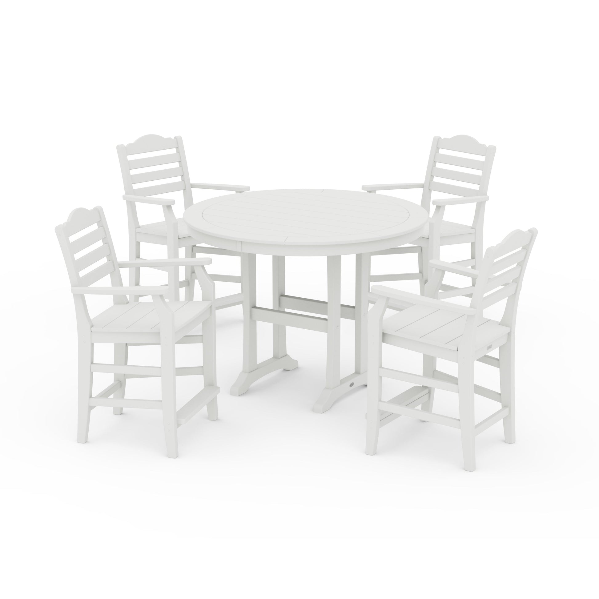 POLYWOOD Savannah 5-Piece Round Counter Set — Vintage White