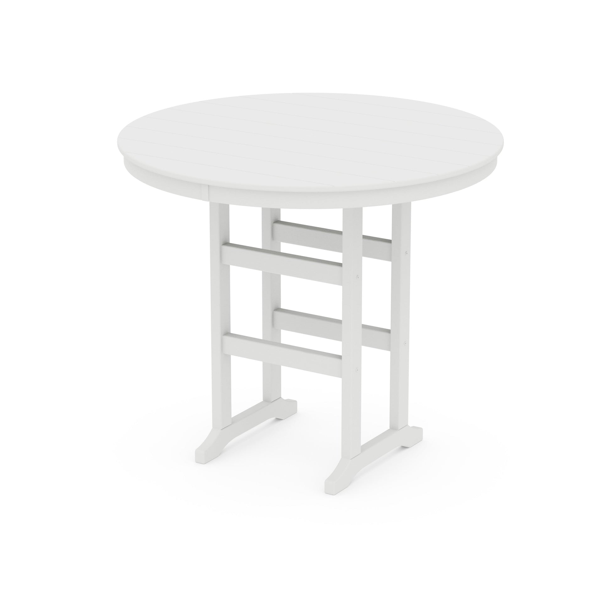 POLYWOOD 48" Round Farmhouse Bar Table — Vintage White