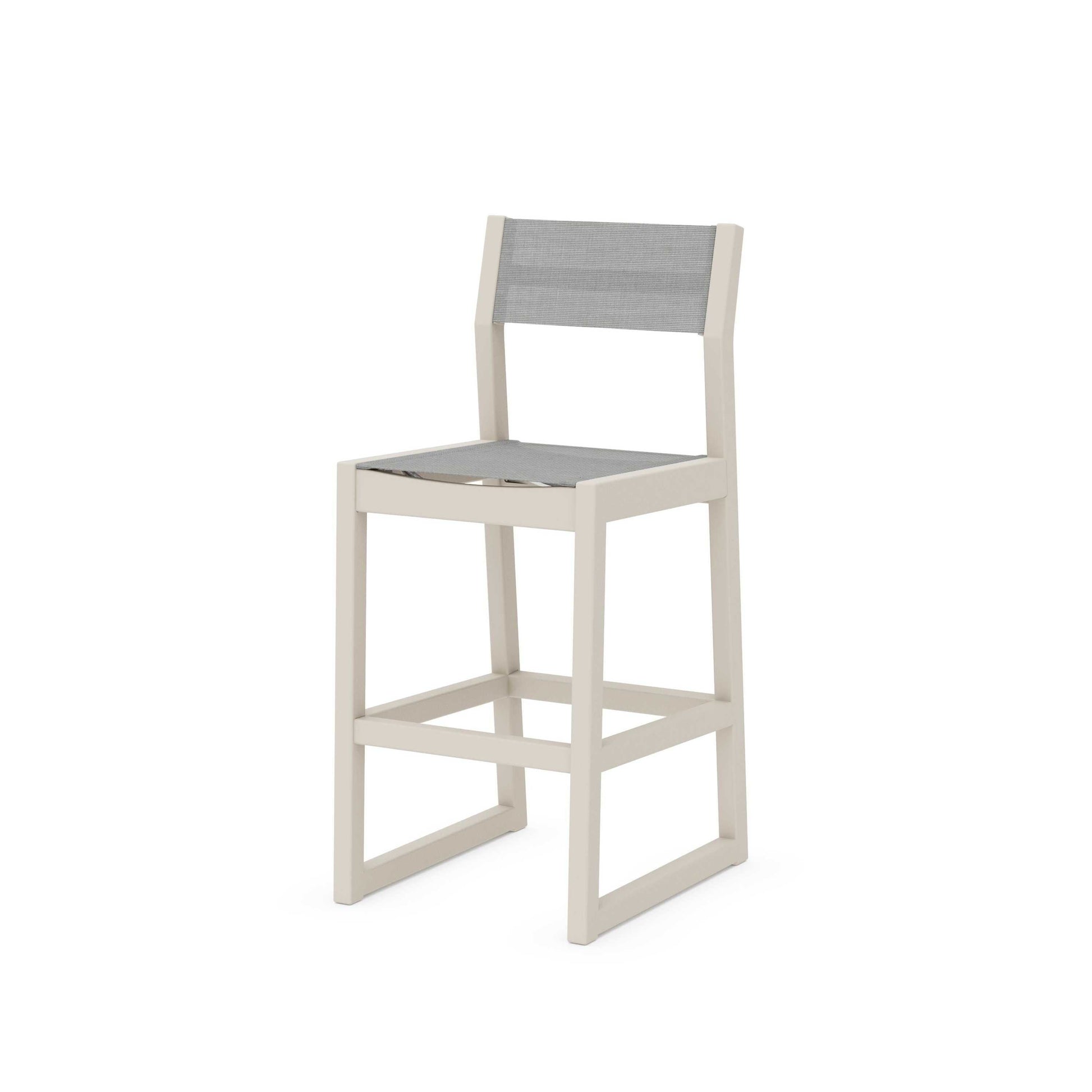 POLYWOOD EDGE Sling Bar Side Chair — Sand / Metallic Sling