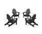 POLYWOOD 4-Piece Classic Folding Adirondack Conversation Set — Black