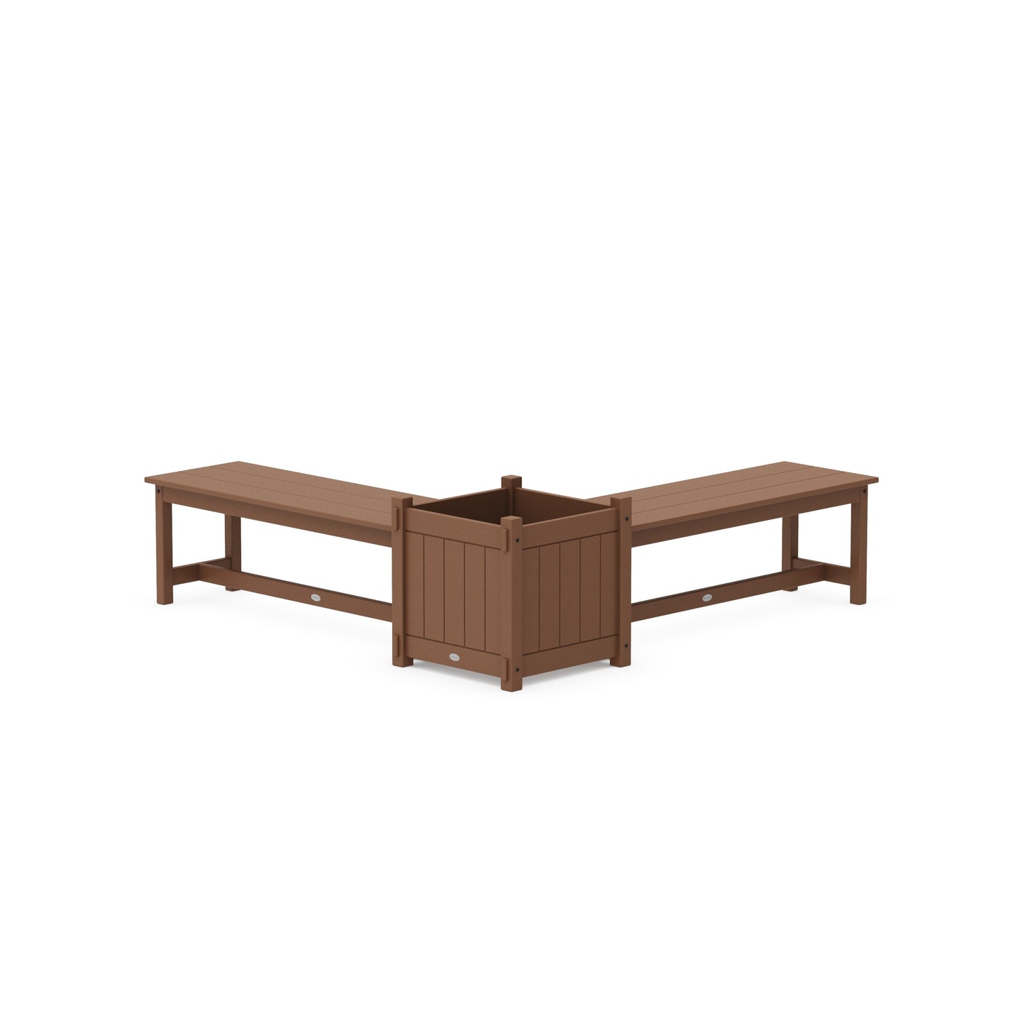 POLYWOOD 48" Vineyard L- Shaped Planter Bench Set- Large — Teak