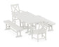 POLYWOOD Braxton 5-Piece Farmhouse Dining Set with Benches — Vintage White