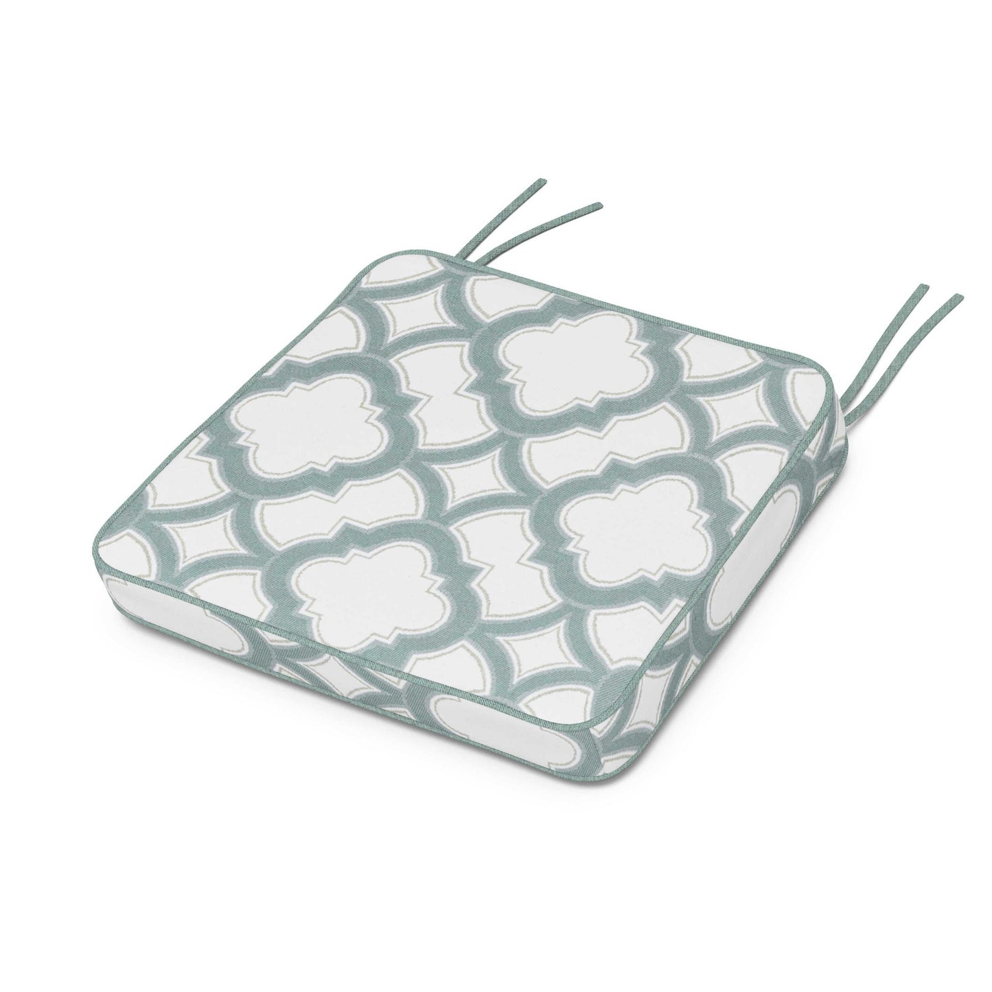 POLYWOOD Chinoiserie Arm Chair Seat Cushion — Trellis Glacier Spa