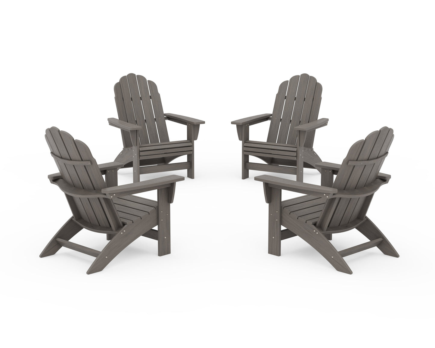 POLYWOOD 4-Piece Vineyard Grand Adirondack Chair Conversation Set — Driftwood