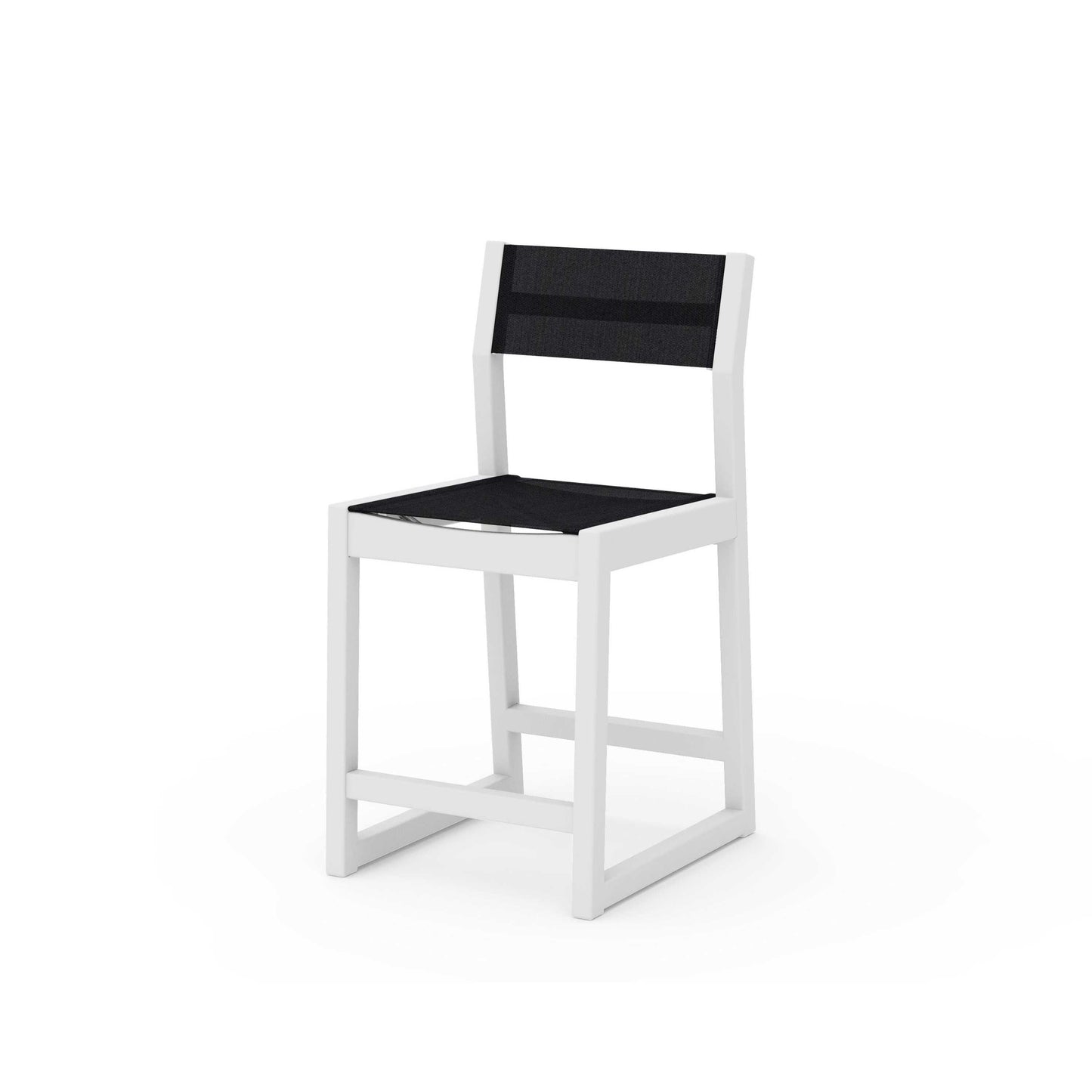 POLYWOOD EDGE Sling Counter Side Chair — White / Black Sling
