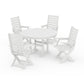 POLYWOOD Captain Folding Chair 5-Piece Round Dining Set — White