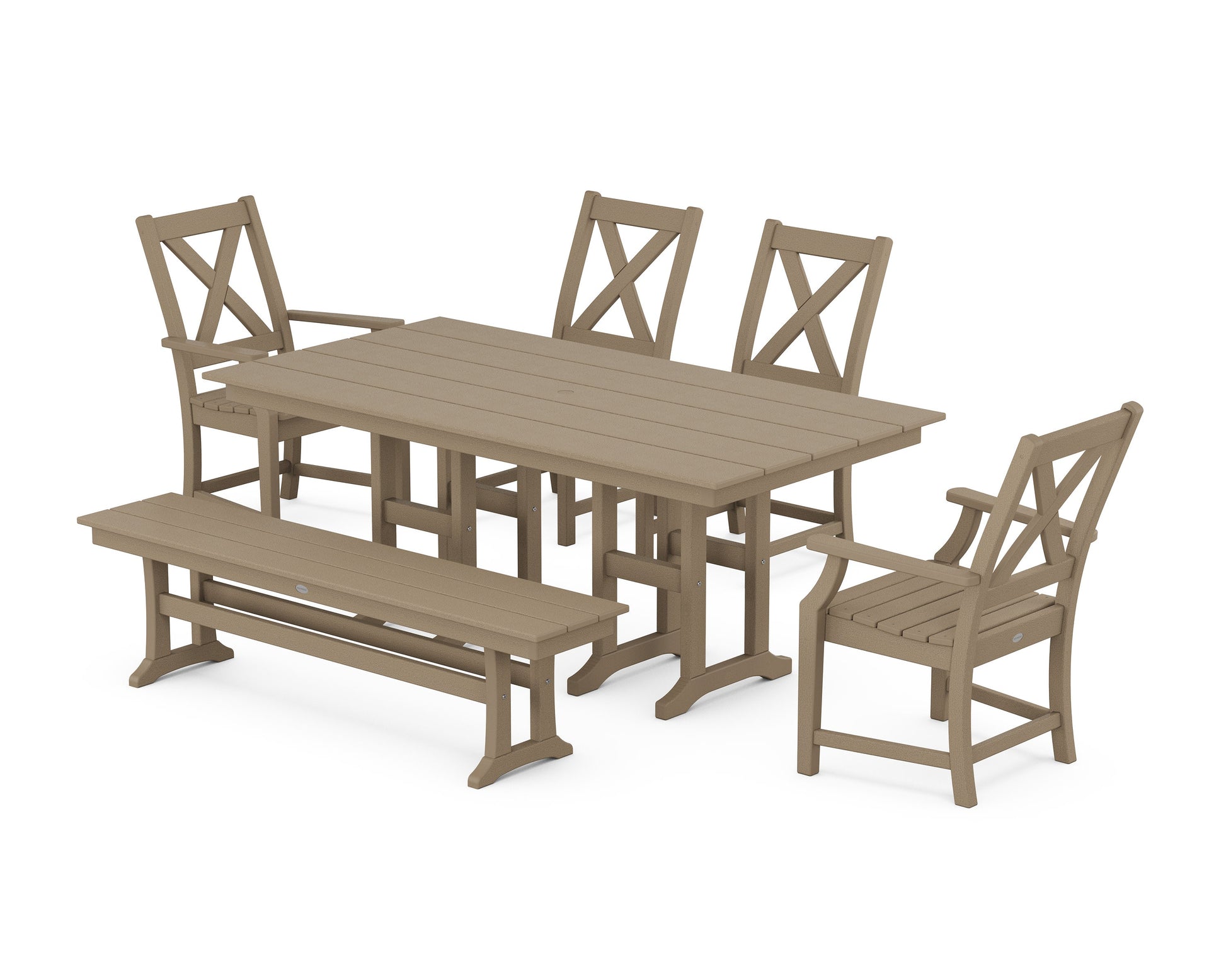 POLYWOOD Braxton 6-Piece Farmhouse Dining Set — Vintage Sahara
