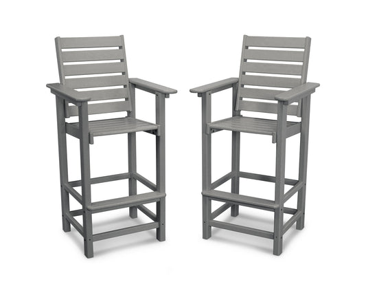 POLYWOOD Captain Bar Chair Duo — Slate Grey