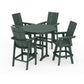 POLYWOOD Modern Adirondack 5-Piece Nautical Trestle Round Bar Set with Swivels — Green