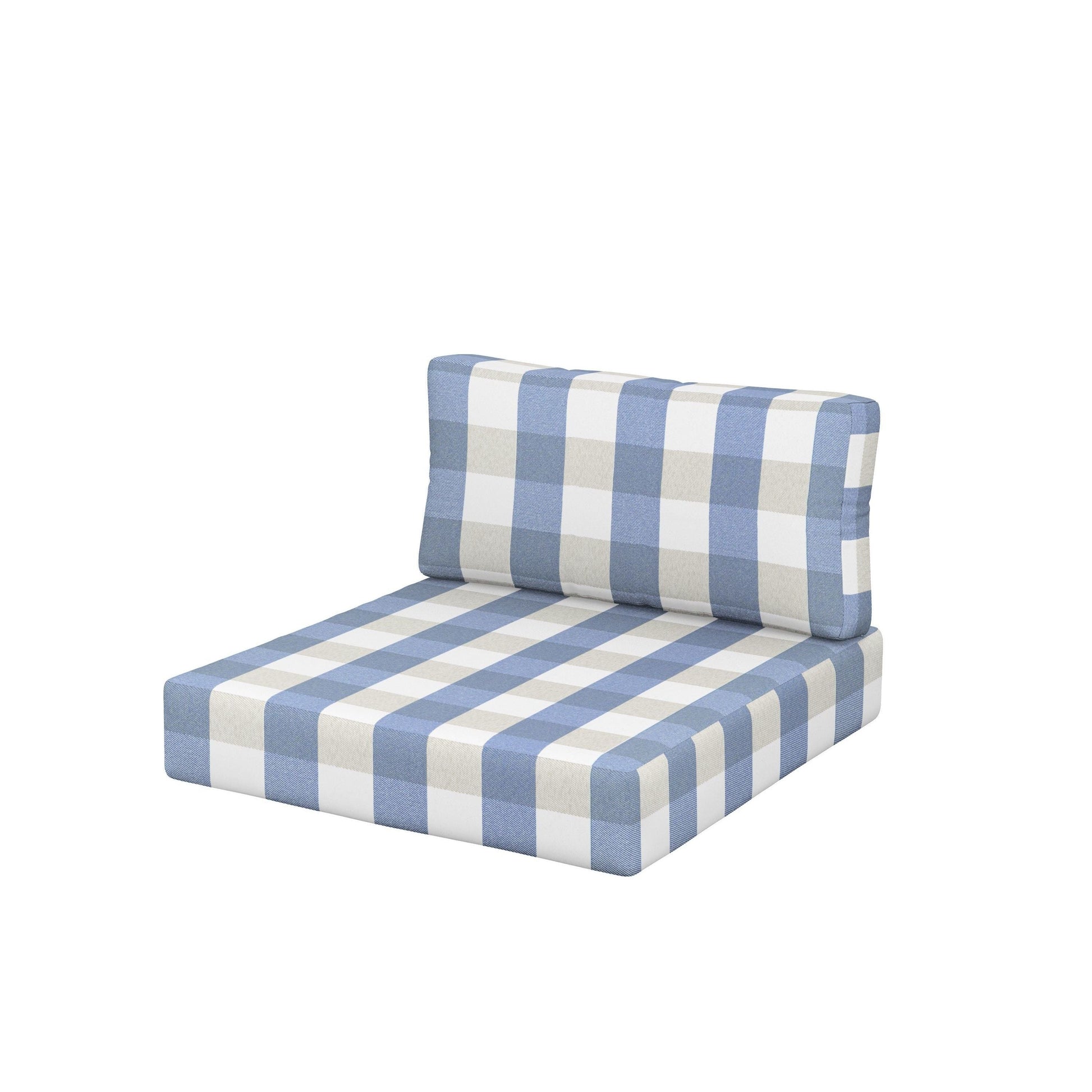 POLYWOOD Acadia Back/Seat Cushion Set — Buffalo Plaid Sky Blue
