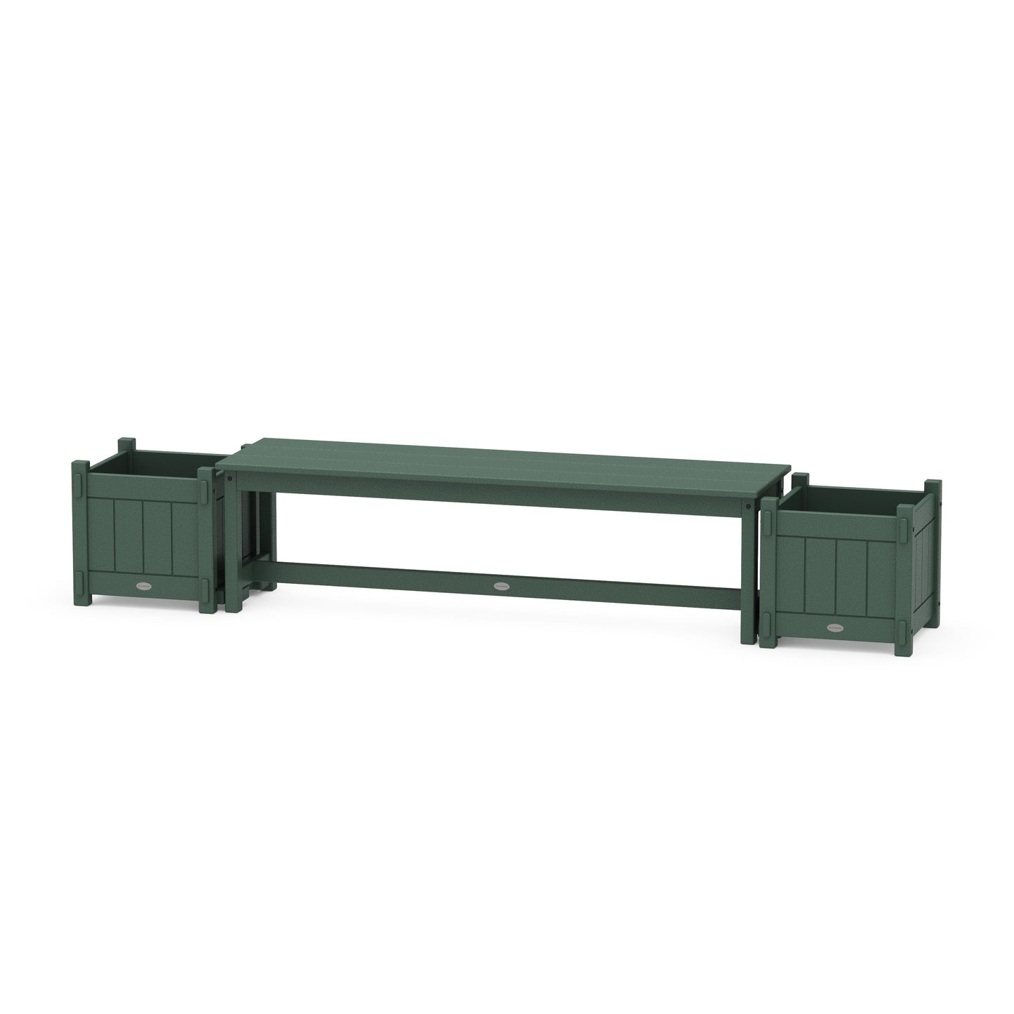POLYWOOD 60" Vineyard Straight Planter Bench Set — Green