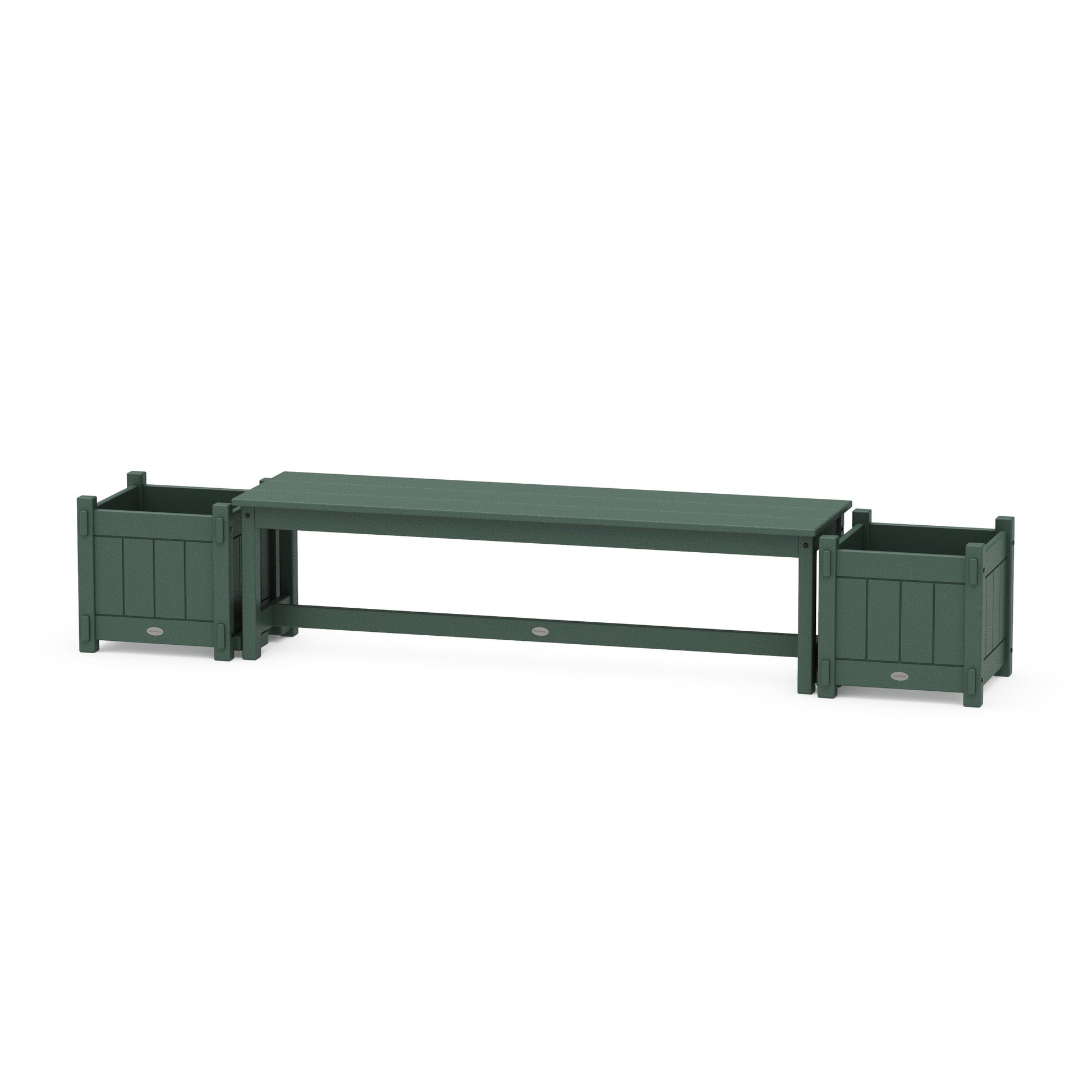 POLYWOOD 60" Vineyard Straight Planter Bench Set — Green