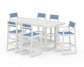 POLYWOOD EDGE Sling 7-Piece Bar Table Set — Vintage White / Poolside Sling