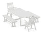 POLYWOOD Vineyard Folding Chair 5-Piece Dining Set with Benches — White