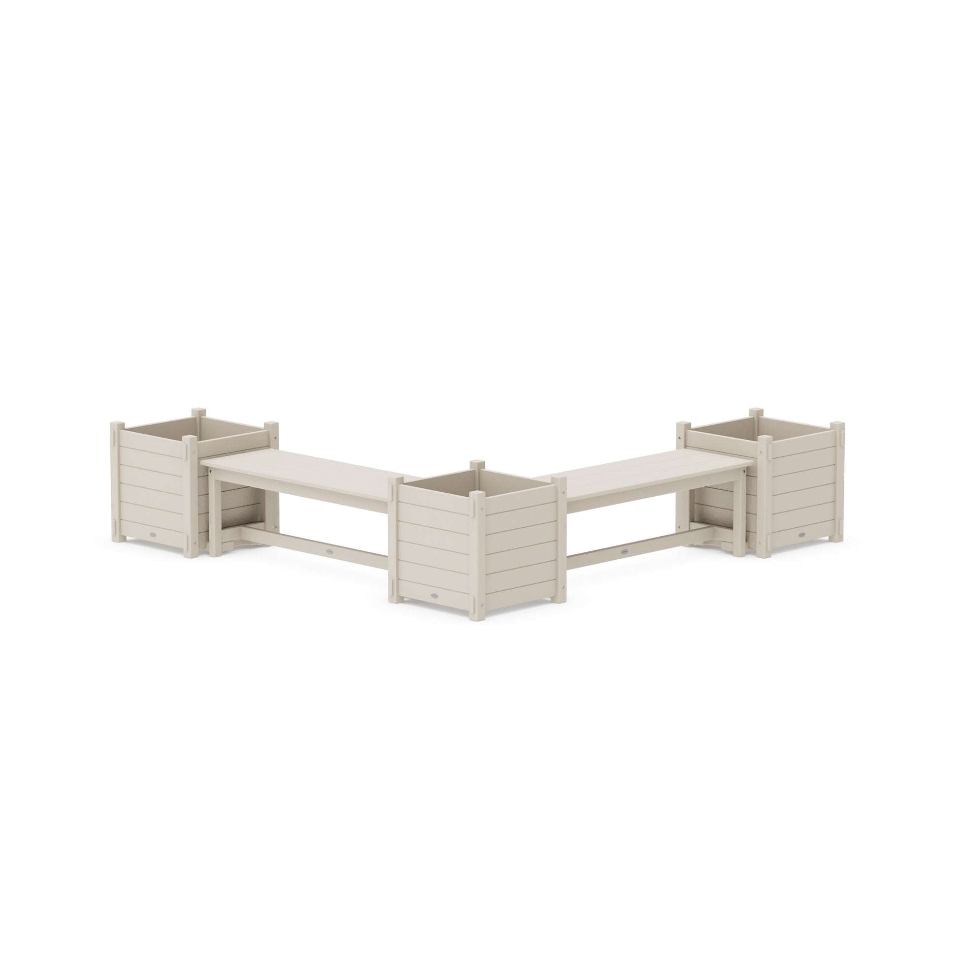 POLYWOOD 48" Nautical L- Shaped Planter Bench Corner Set - Large — Sand