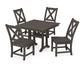 POLYWOOD Braxton Side Chair 5-Piece Farmhouse Dining Set With Trestle Legs — Vintage Coffee