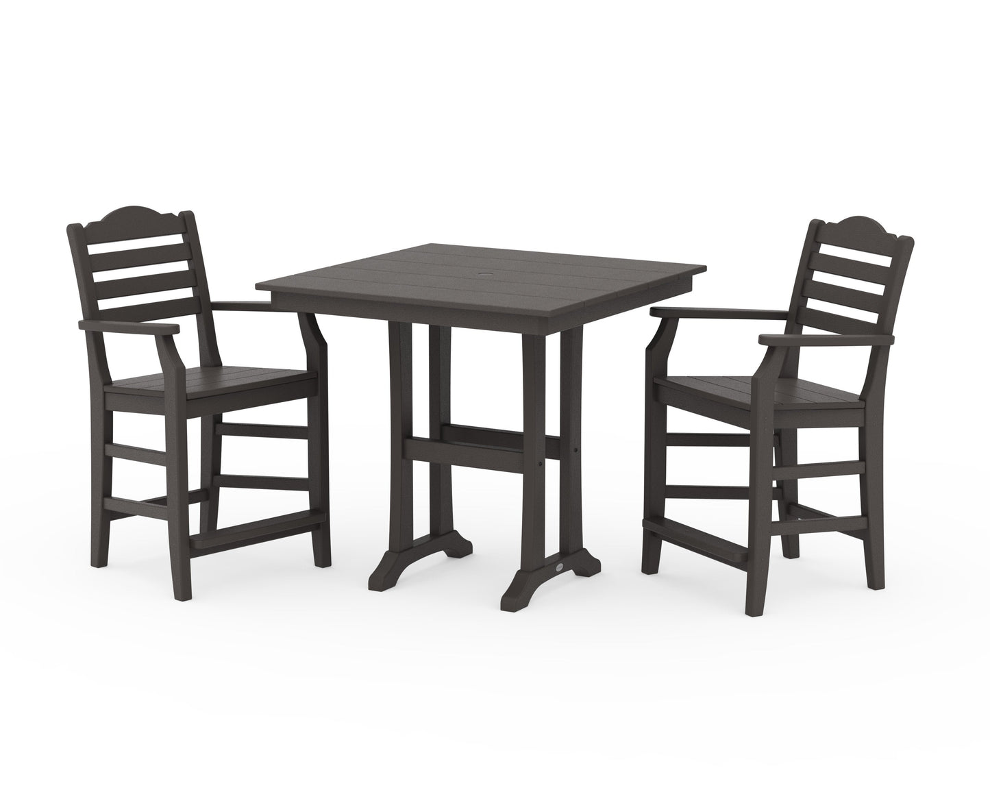 POLYWOOD Savannah 3-Piece Farmhouse Counter Set with Trestle Legs — Vintage Coffee