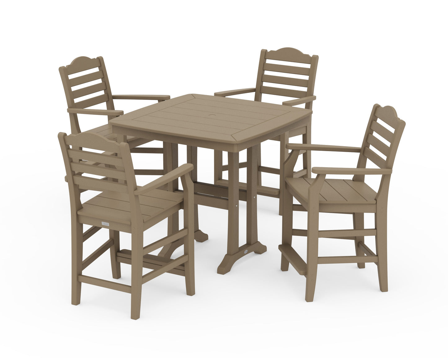 POLYWOOD Savannah 5-Piece Counter Set with Trestle Legs — Vintage Sahara