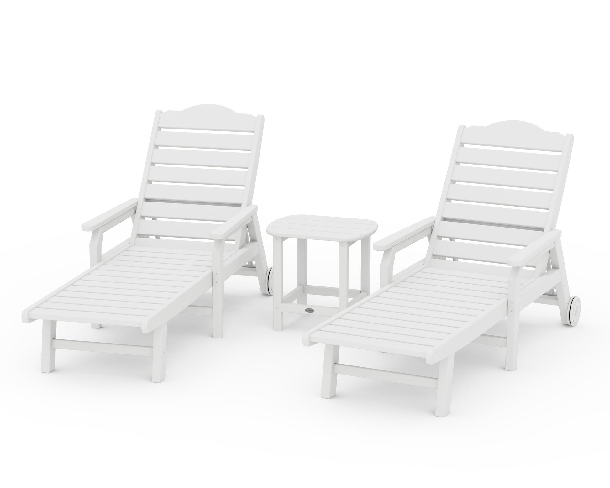 POLYWOOD 3-Piece Savannah Chaise Lounge Set — White