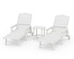 POLYWOOD 3-Piece Savannah Chaise Lounge Set — White
