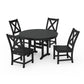 POLYWOOD Braxton Side Chair 5-Piece Round Dining Set — Black