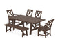 POLYWOOD Braxton 6-Piece Rustic Farmhouse Dining Set With Trestle Legs — Mahogany