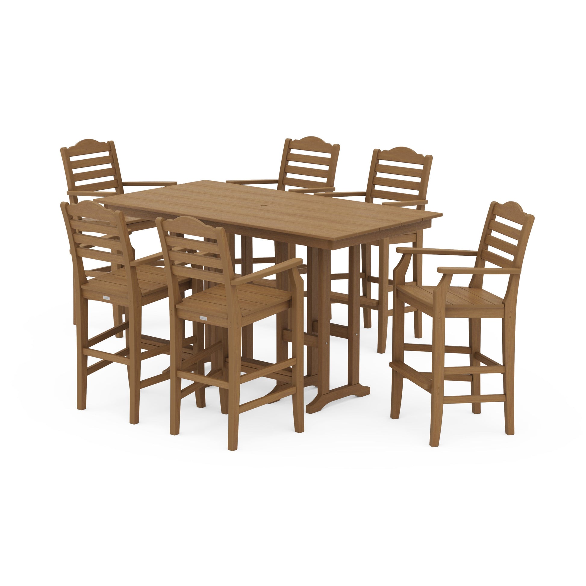 POLYWOOD Savannah Arm Chair 7-Piece Farmhouse Bar Set — Natural