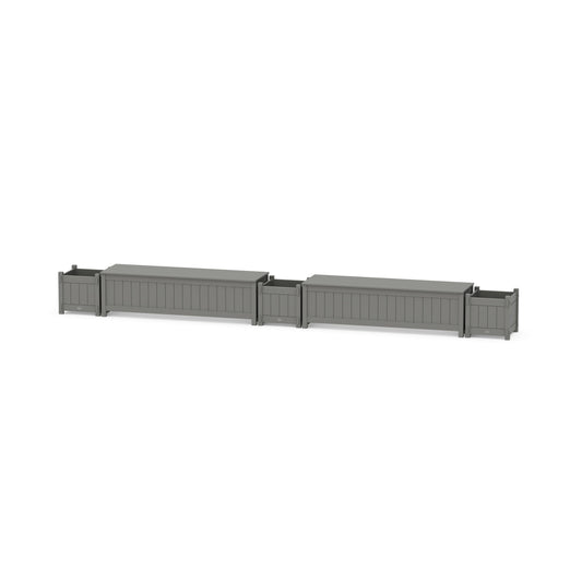POLYWOOD 60" Vineyard Straight Double Planter Storage Bench Set — Slate Grey