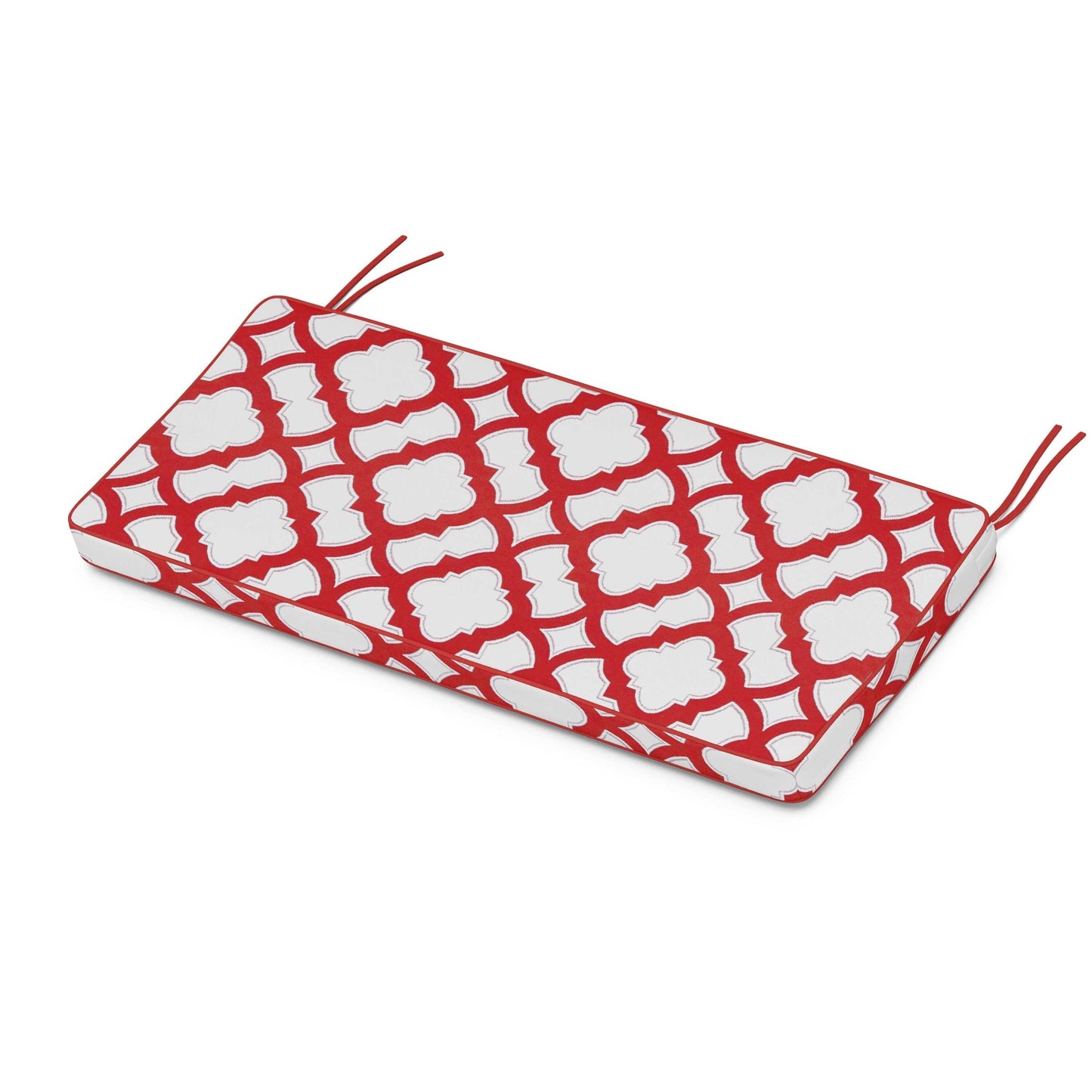 POLYWOOD Chinoiserie Bench Seat Cushion — Trellis Crimson