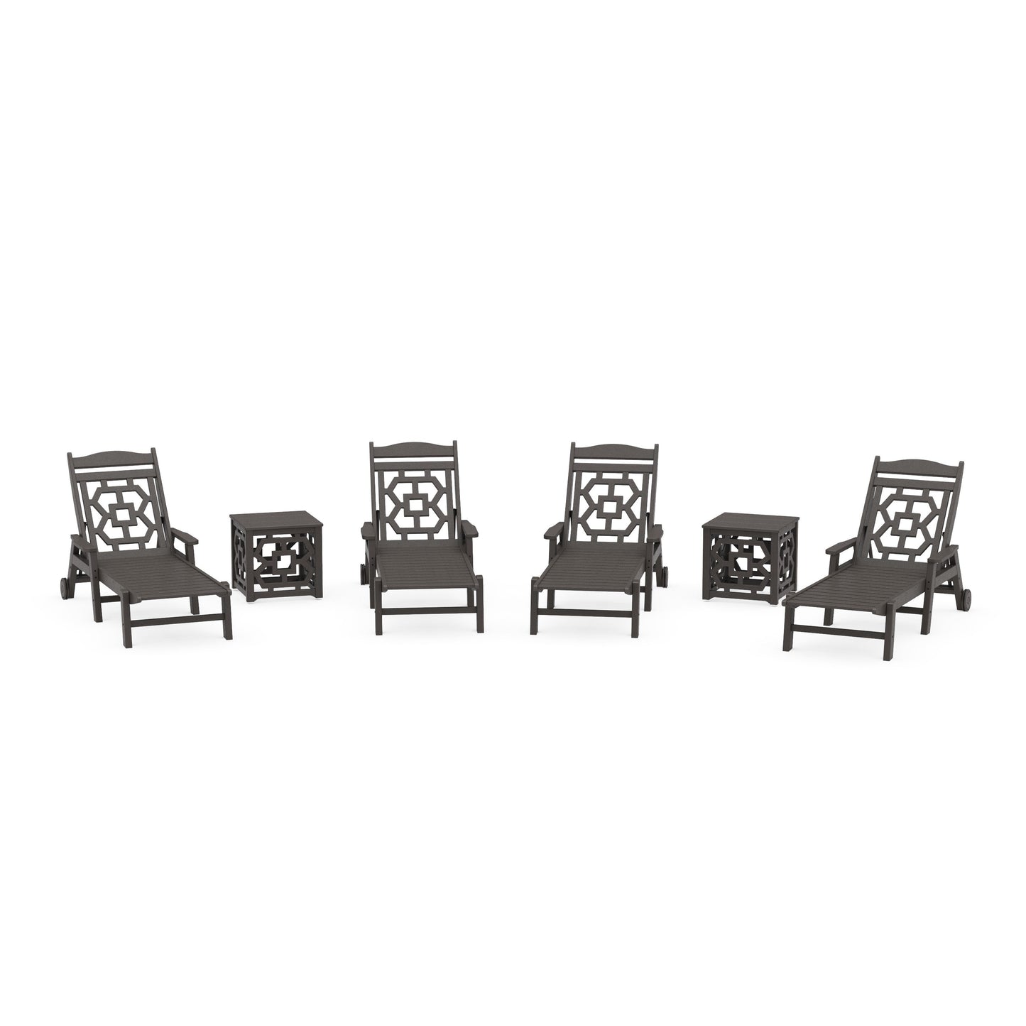 POLYWOOD Chinoiserie 6-Piece Chaise Set — Vintage Coffee