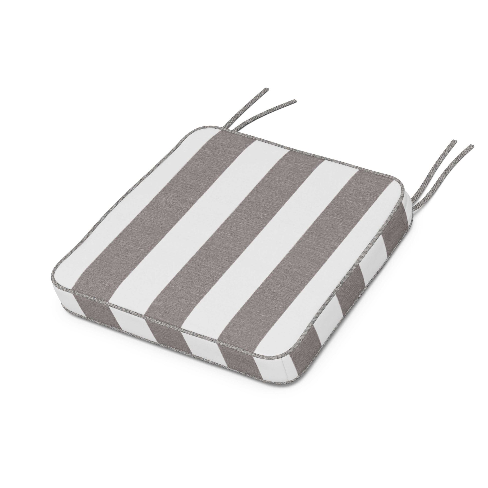 POLYWOOD Chinoiserie Side Chair Seat Cushion — Cabana Stripe Grey Mist