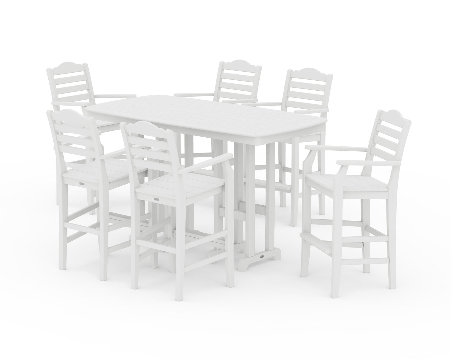 POLYWOOD Savannah Arm Chair 7-Piece Bar Set — White
