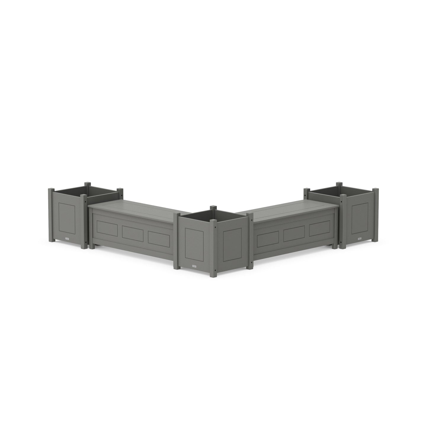 POLYWOOD 48" Country Living Straight Double Planter Storage Bench Set- Large
