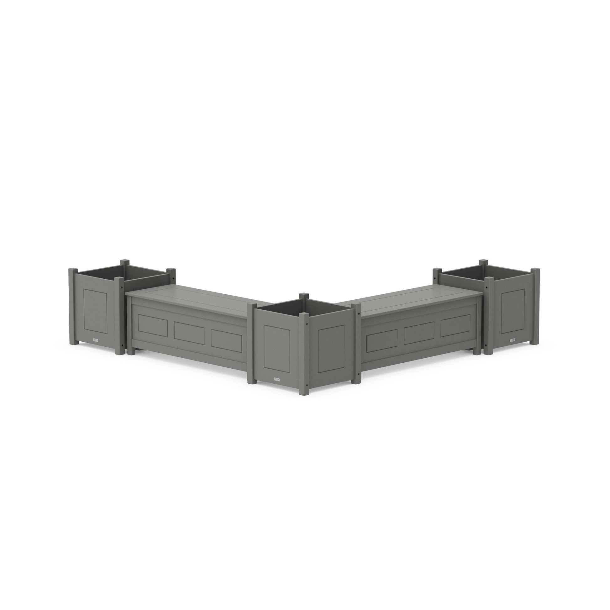 POLYWOOD 48" Country Living Straight Double Planter Storage Bench Set- Large