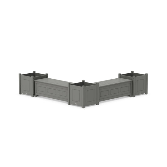 POLYWOOD 48" Country Living L- Shaped Planter Storage Bench Corner Set- Large — Slate Grey