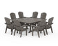 POLYWOOD Nautical Curveback Adirondack 9-Piece Square Dining Set with Trestle Legs — Driftwood