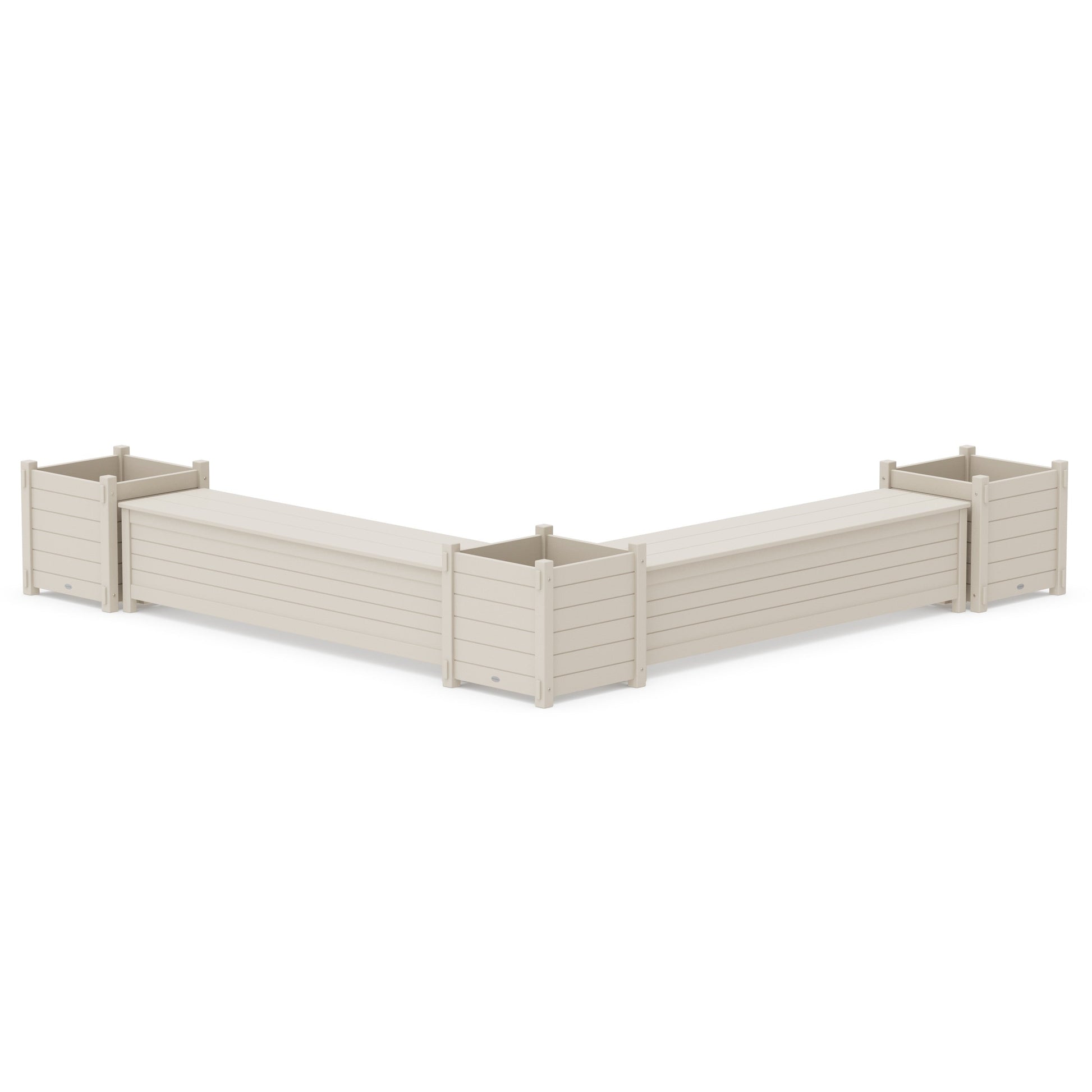 POLYWOOD 72" Nautical L- Shaped Planter Storage Bench Corner Set- Large — Sand