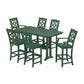 POLYWOOD Chinoiserie 7-Piece Farmhouse Bar Set with Trestle Legs — Green