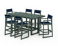 POLYWOOD EDGE Sling 7-Piece Bar Table Set — Green / Navy Blue Sling