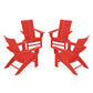 POLYWOOD 4-Piece Modern Curveback Adirondack Conversation Set — Sunset Red