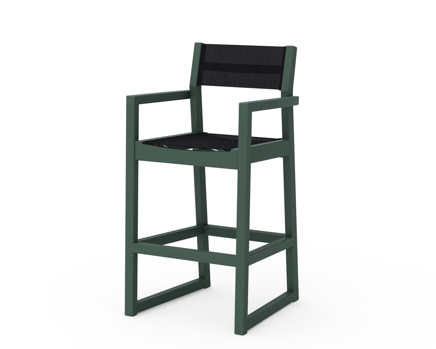 POLYWOOD EDGE Sling Bar Arm Chair — Green / Black Sling