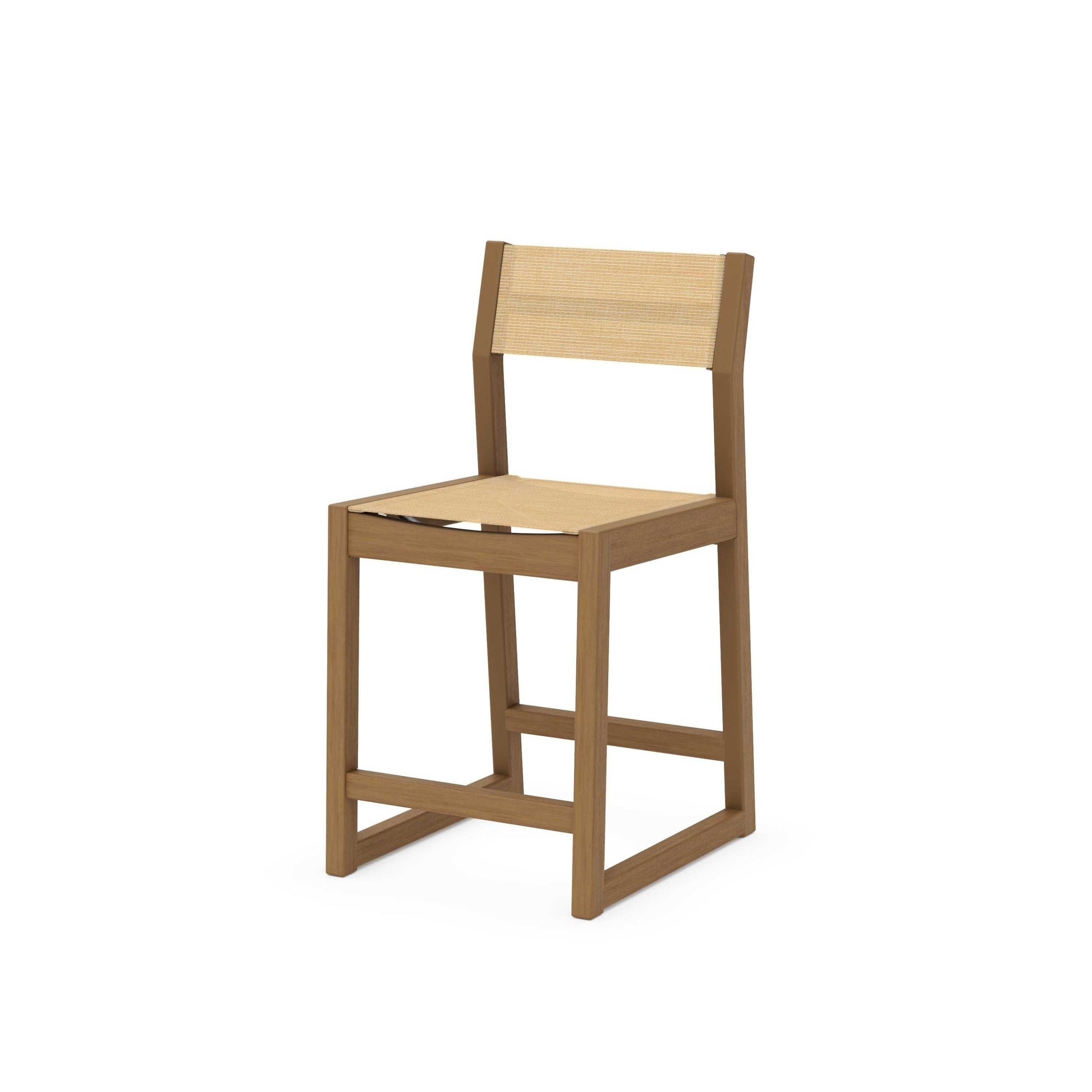 POLYWOOD EDGE Sling Counter Side Chair — Natural / Dupioni Apricot Sling