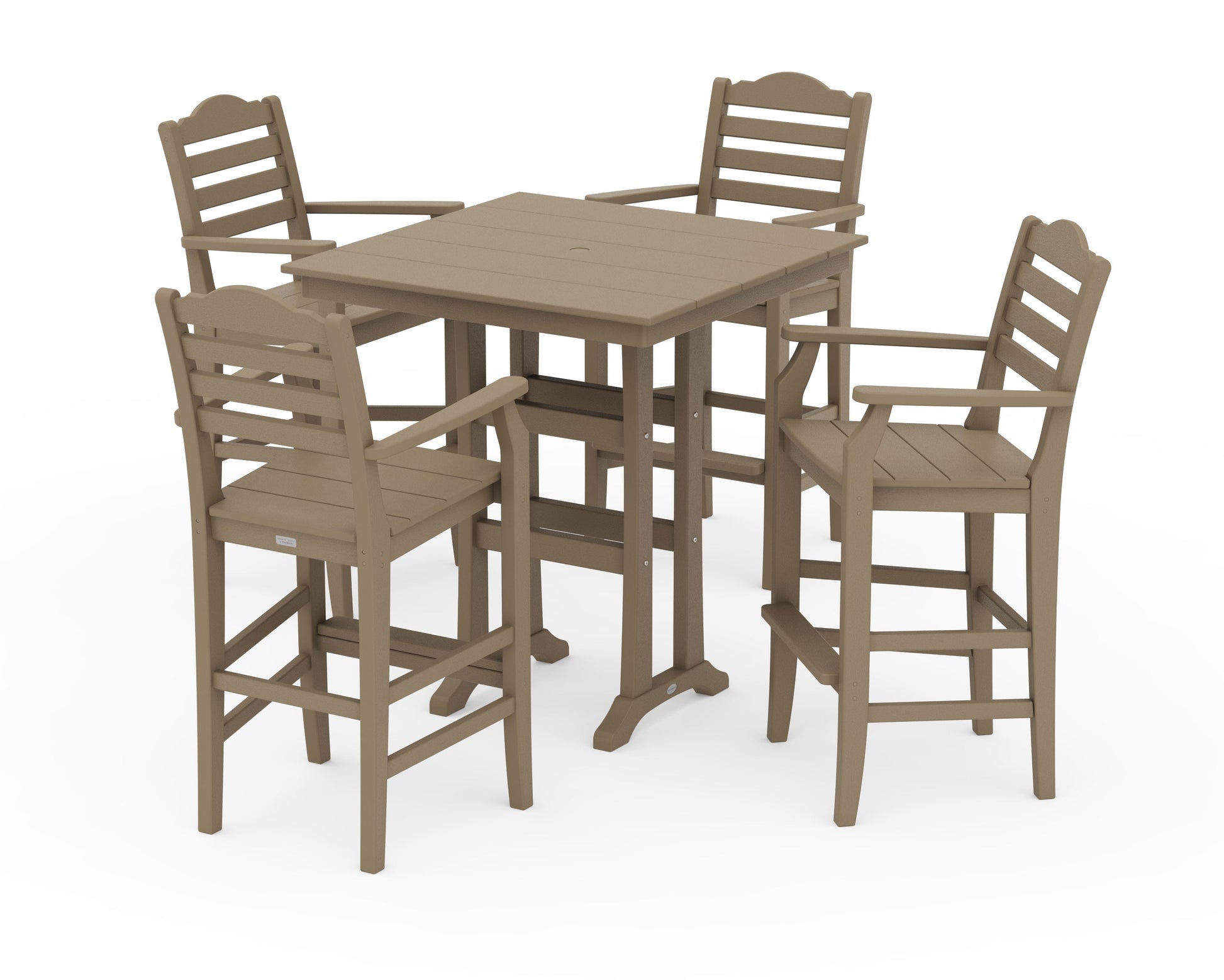 POLYWOOD Savannah 5-Piece Farmhouse Bar Set with Trestle Legs — Vintage Sahara