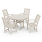 POLYWOOD Chinoiserie 5-Piece Round Dining Set with Trestle Legs — Sand